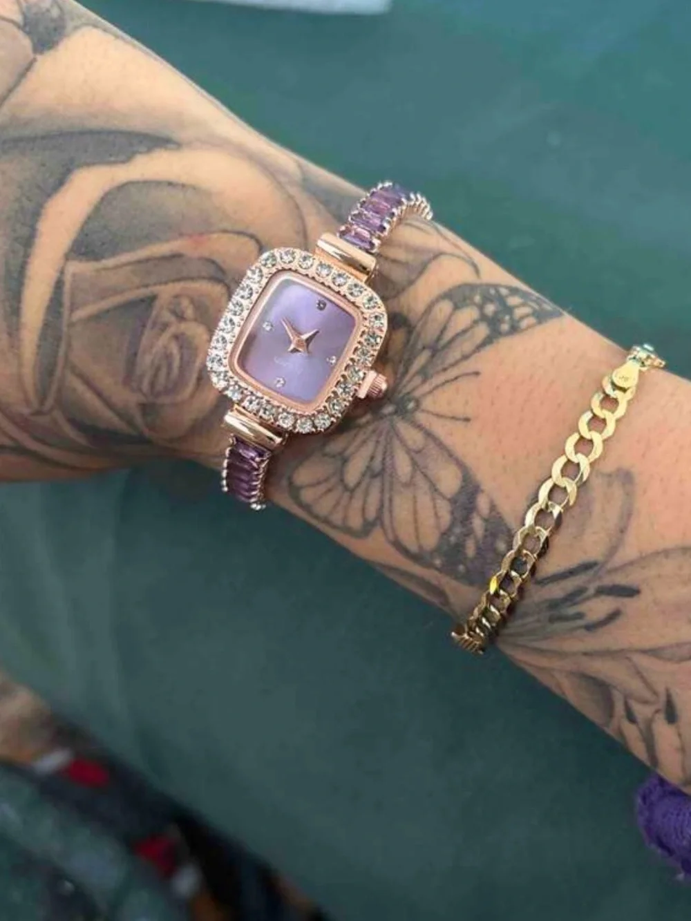 Crystal Gold-Tone Women’s Bracelet Watch with Crystal Bezel